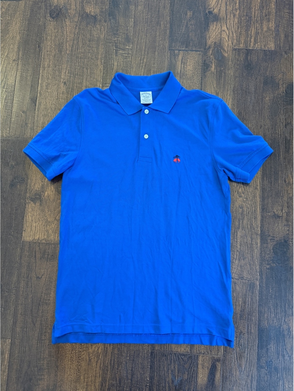 Brooks Brothers Mens Medium M Performance Polo Shirt Blue Supima Cotton Slim Fit